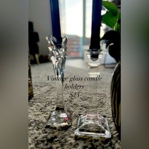Vintage Glass Candle Holders $14